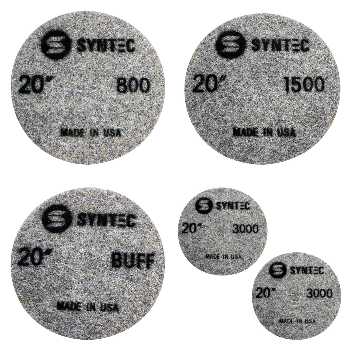 EDCO Multi-Pack of 20" Burnishing Pads (1x 800/1500/Buff, 2x 3000-Grit) for use with Magna-Trap® Grinders/Polishers.
Burnishing pads featuring fine-grit Diamond and Resin that generate heat to activate the floor guard, producing a polished surface with a brilliant shine.