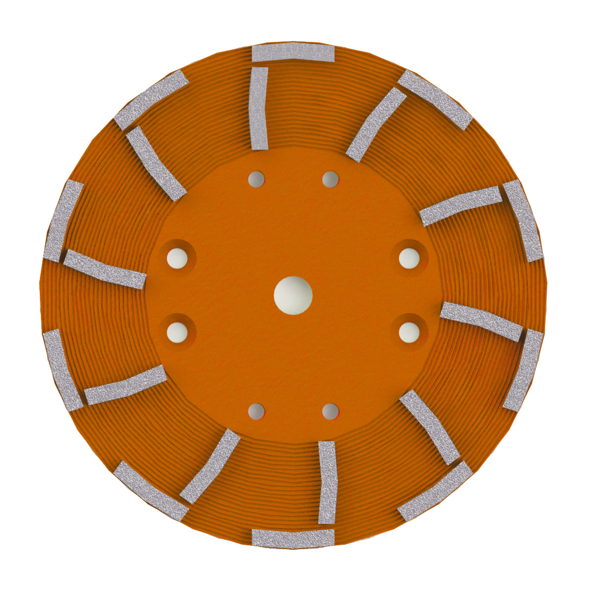EDCO 10" - 20 Segment Diamond Disc (Orange) Soft Bond for Very Hard Applications, for use with 10" Magna-Trap® Turbo Grinder.

30-40 Grit, designed for intensive grinding of coarse, uneven slab surfaces and efficiently removing coatings while delivering a smooth, refined finish.