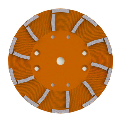 EDCO 10" - 20 Segment Diamond Disc (Orange) Soft Bond for Very Hard Applications, for use with 10" Magna-Trap® Turbo Grinder.

30-40 Grit, designed for intensive grinding of coarse, uneven slab surfaces and efficiently removing coatings while delivering a smooth, refined finish.