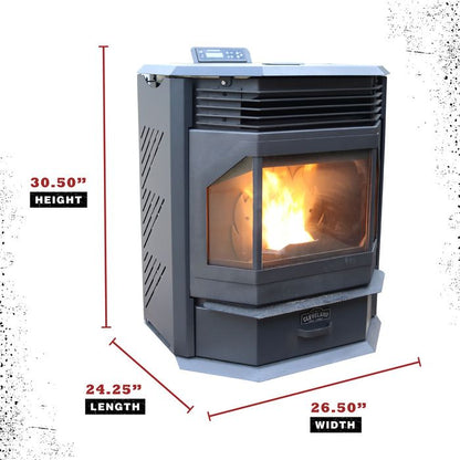 Cleveland Iron Works Bay Front Pellet Stove - PSBF66W-CIW
