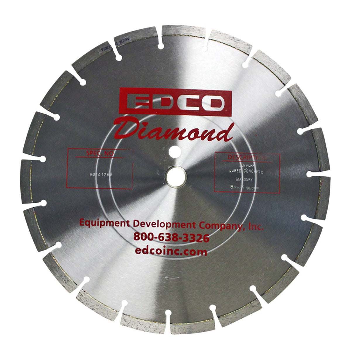 EDCO 18" Asphalt/Green Concrete Diamond Blade (18” x .125 x 1”) for use with 18" Walk-Behind Saws