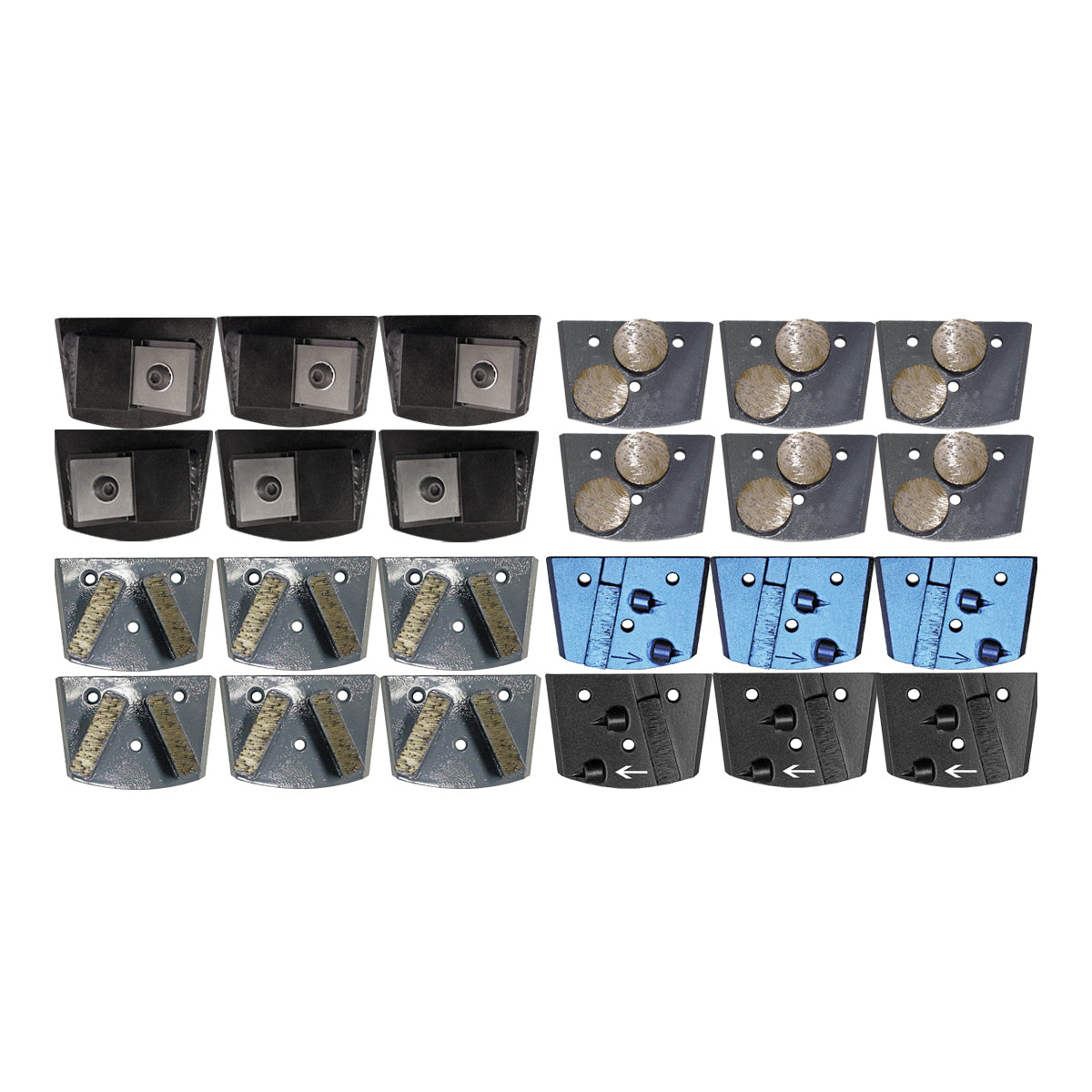EDCO Tooling Package for use with Magna-Trap® Dual-Disc Floor Grinder (Medium Concrete)

Includes:

6 Magna-Blades (3 Left Hand &amp; 3 Right Hand)
6 Double Dyma-Dots (Grey)
3 Dyma-Segs (Grey)
3 PCD w/ Backing Segment (3 Left Hand &amp; 3 Right Hand)
ProTungsert III (6 Pack)