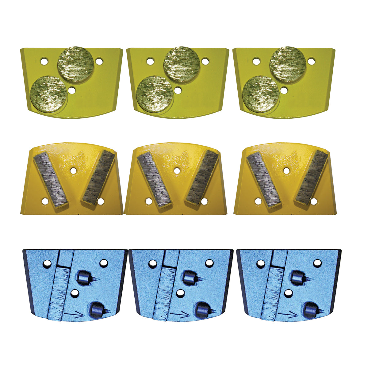 EDCO Tooling Package for use with Magna-Trap® 10″ Turbo Grinder, 7″ Turbo/Edge Grinder, Turbo-Lite Grinder (Soft Concrete)

Includes:

3 Double Dyma-Dots (Yellow)
3 Dyma-Segs (Yellow)
3 PCD w/Backing Segment (Left Hand)