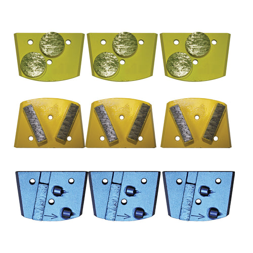 EDCO Tooling Package for use with Magna-Trap® 10″ Turbo Grinder, 7″ Turbo/Edge Grinder, Turbo-Lite Grinder (Soft Concrete)

Includes:

3 Double Dyma-Dots (Yellow)
3 Dyma-Segs (Yellow)
3 PCD w/Backing Segment (Left Hand)