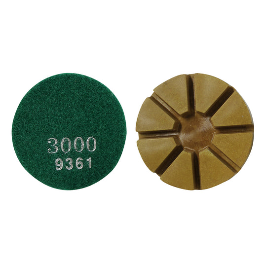 EDCO 3″ 3000-Grit Premium Resin Puck with Velcro Back for Magna-Trap® Floor Grinders.

Effectively eliminate scratches caused by metal bonds. Designed for hard materials, delivering a refined, polished finish. Available in up to 3000-Grit.