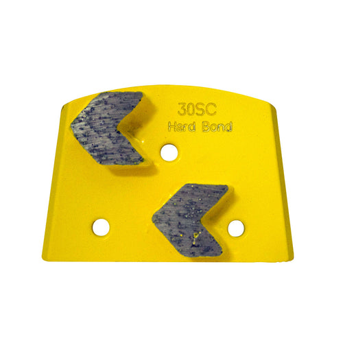EDCO 30-Grit Dyma-Arrow, Left Hand (Yellow) Soft Concrete (3 Pack) for Magna-Trap® Single and Dual-Disc Grinders.

Made to eliminate mastic and adhesive from concrete surfaces, this product delivers a clean finish with a moderate level of scratching. It offers efficient concrete grinding but is not suited for preparing concrete for polishing.