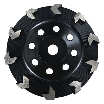 EDCO 7” Premium Arrow Cupwheel 10seg Non-Threaded 5/8 &amp; 7/8 Arbor.

Nut Adapter Set Sold Separately.

(Only For Hand Held Grinders)