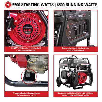 Simpson SCGH5500 Industrial Generator, 5500 Watts with Honda GX270 Engine