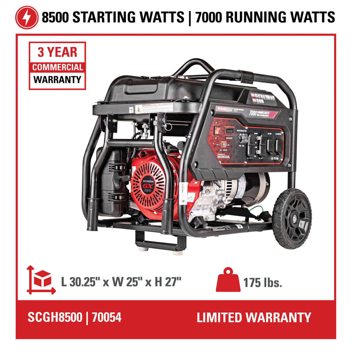 Simpson SCGH8500 Industrial Generator with Honda GX390 Engine