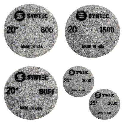 EDCO Multi-Pack of 20" Burnishing Pads (1x 800/1500/Buff, 2x 3000-Grit) for use with Magna-Trap® Grinders/Polishers.

Burnishing pads featuring fine-grit Diamond and Resin that generate heat to activate the floor guard, producing a polished surface with a brilliant shine.