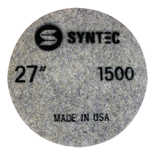 EDCO Syntec 27" 1500-Grit Pro Burnishing Pad (5 Pack) for use with Magna-Trap® Grinders/Polishers.

Burnishing pads featuring fine-grit Diamond and Resin that generate heat to activate the floor guard, producing a polished surface with a brilliant shine.