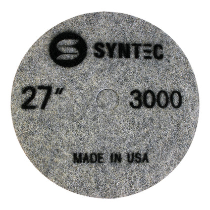 EDCO Syntec 27" 3000-Grit Pro Burnishing Pad (5 Pack) for use with Magna-Trap® Grinders/Polishers.

Burnishing pads featuring fine-grit Diamond and Resin that generate heat to activate the floor guard, producing a polished surface with a brilliant shine.