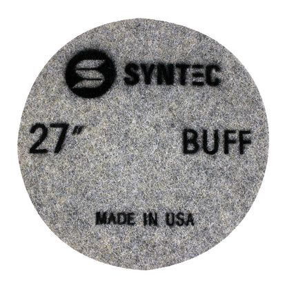 EDCO Syntec 27" BUFF-Grit Pro Burnishing Pad (5 Pack) for use with Magna-Trap® Grinders/Polishers.

Burnishing pads featuring fine-grit Diamond and Resin that generate heat to activate the floor guard, producing a polished surface with a brilliant shine.