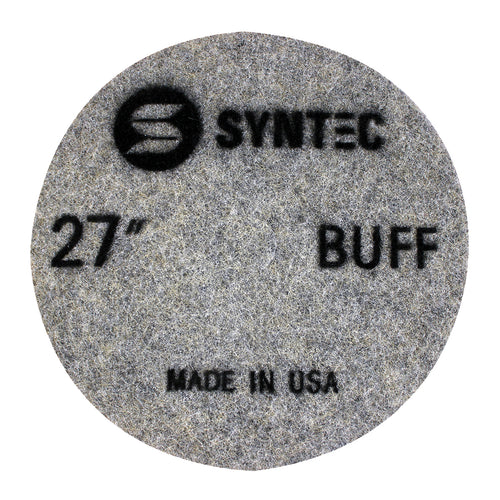 EDCO Syntec 27" BUFF-Grit Pro Burnishing Pad (5 Pack) for use with Magna-Trap® Grinders/Polishers.

Burnishing pads featuring fine-grit Diamond and Resin that generate heat to activate the floor guard, producing a polished surface with a brilliant shine.