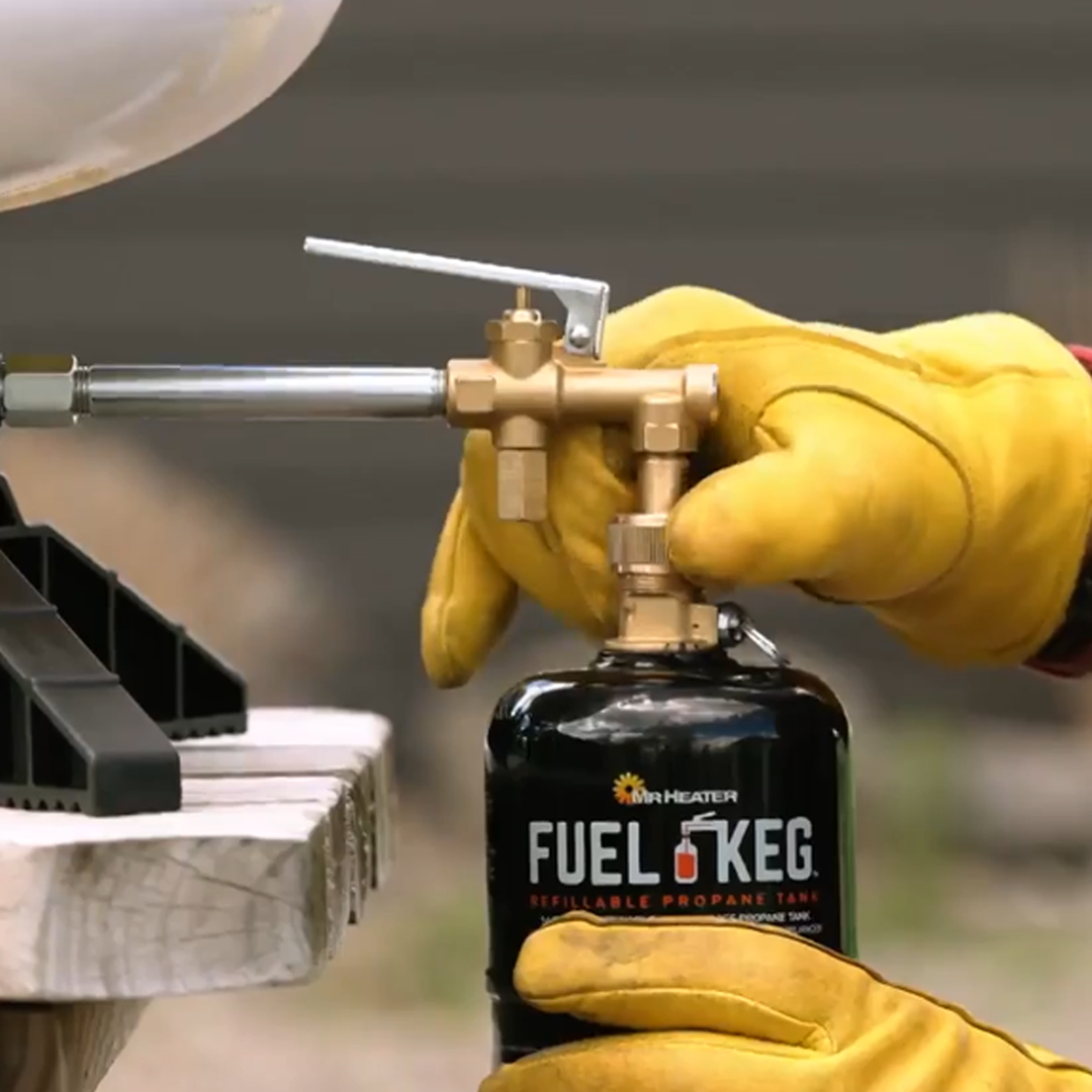 Filling up Fuel Keg with Propane Refill Kit