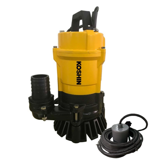 Koshin Submersible Portable Site Pump, 92 GPM, 2" NPT, 1 HP Electric Motor with Float Switch