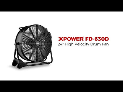 XPOWER FD-630D Brushless DC High Velocity 24" Drum Fan