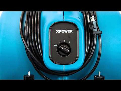 XPOWER P-630HC 1/2 HP Air Mover with Telescopic Handle, Wheels & Carpet Clamp