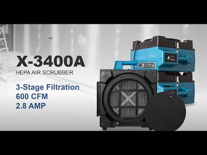 XPOWER X-3400A Professional 3-Stage HEPA Air Scrubber