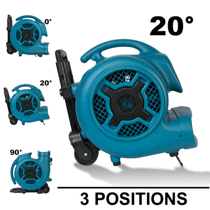 XPOWER X-830H 1HP Air Mover w/ Telescopic Handle & Wheels - Air Mover - XPOWER